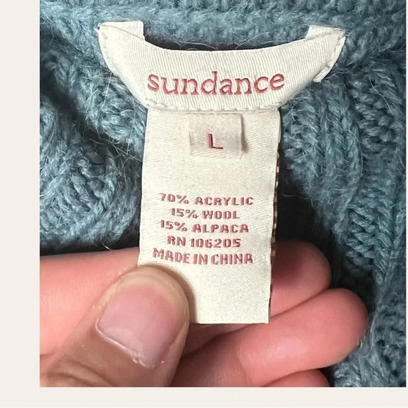 1159. Sundance OFF SHOULDERS SWEATER LONG SLEEVES SIZE LARGE TEAL IN COLOR - Picture 6 of 9